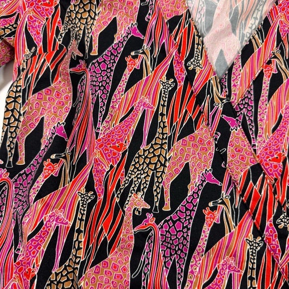 Julie Brown Wrap Dress Size Small Giraffe Print Black Pink - Picture 5 of 7